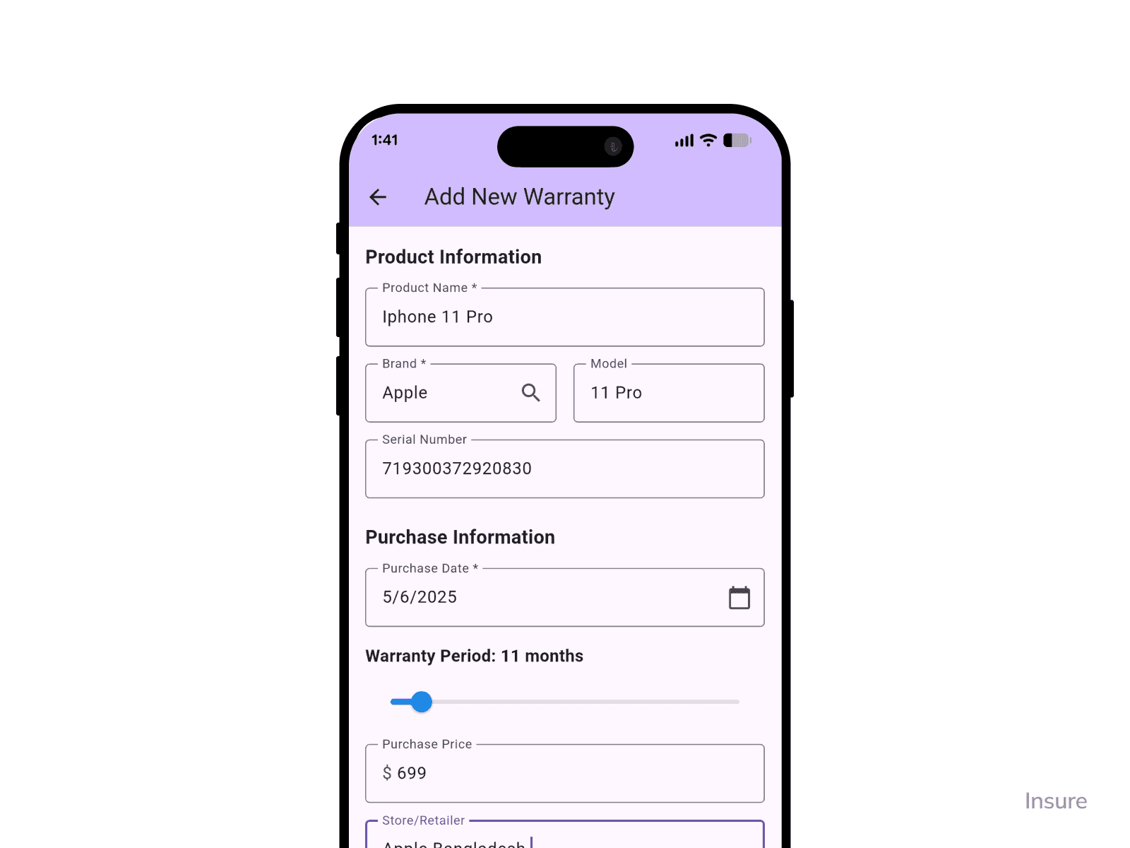 Add Product Screen